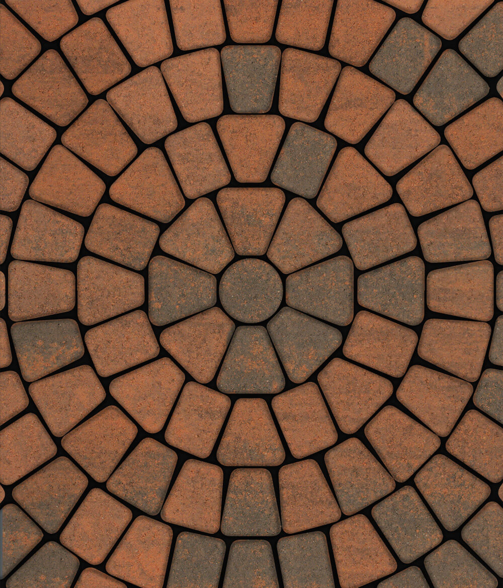 Тротуарная плитка Классико круговая круговая из 3 плит Листопад гладкий Мустанг 60