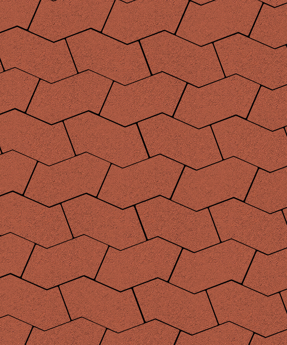 Тротуарная плитка S-форма Стандарт Красный  100  172x94