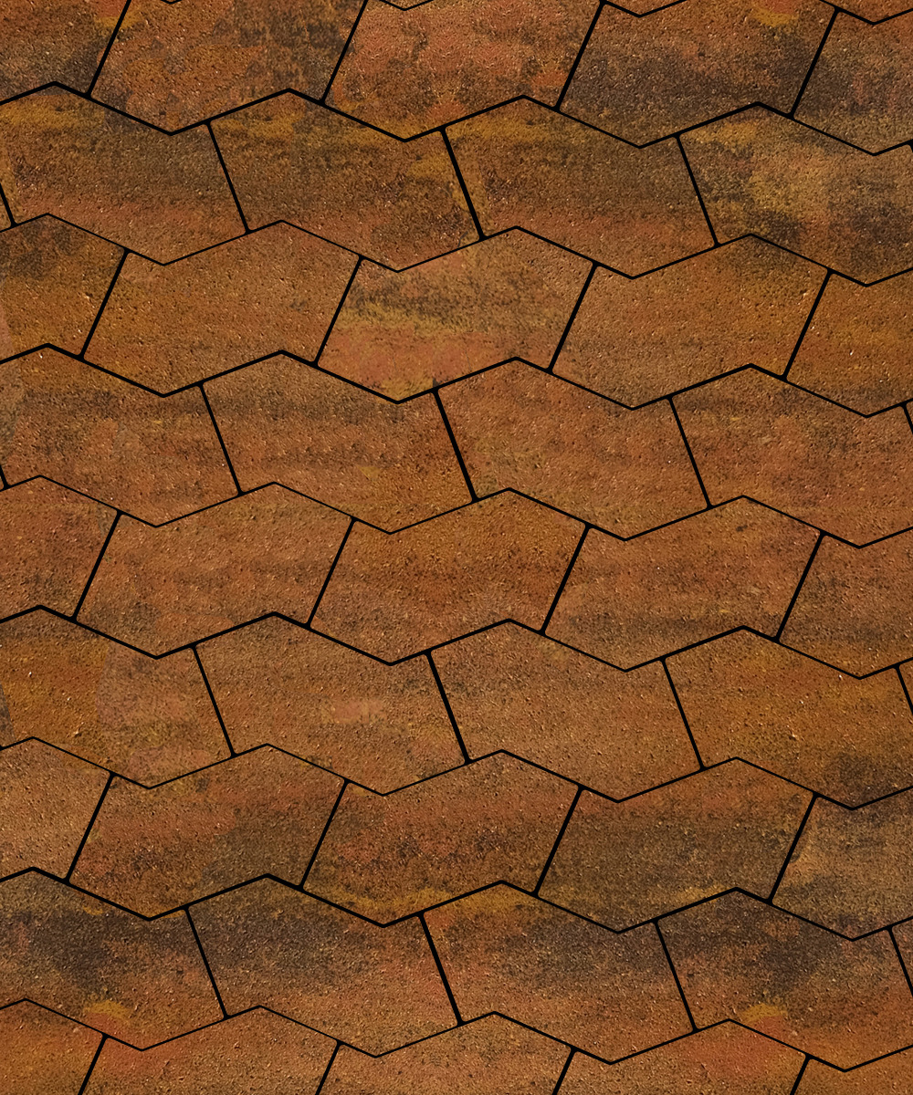 Тротуарная плитка S-форма Листопад гладкий Саванна  100  172x94
