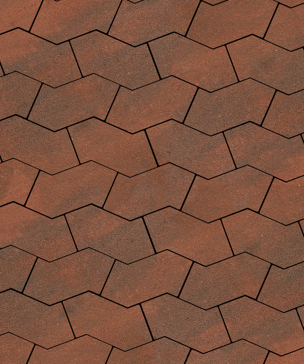 Тротуарная плитка S-форма Листопад гладкий Клинкер  100  172x94