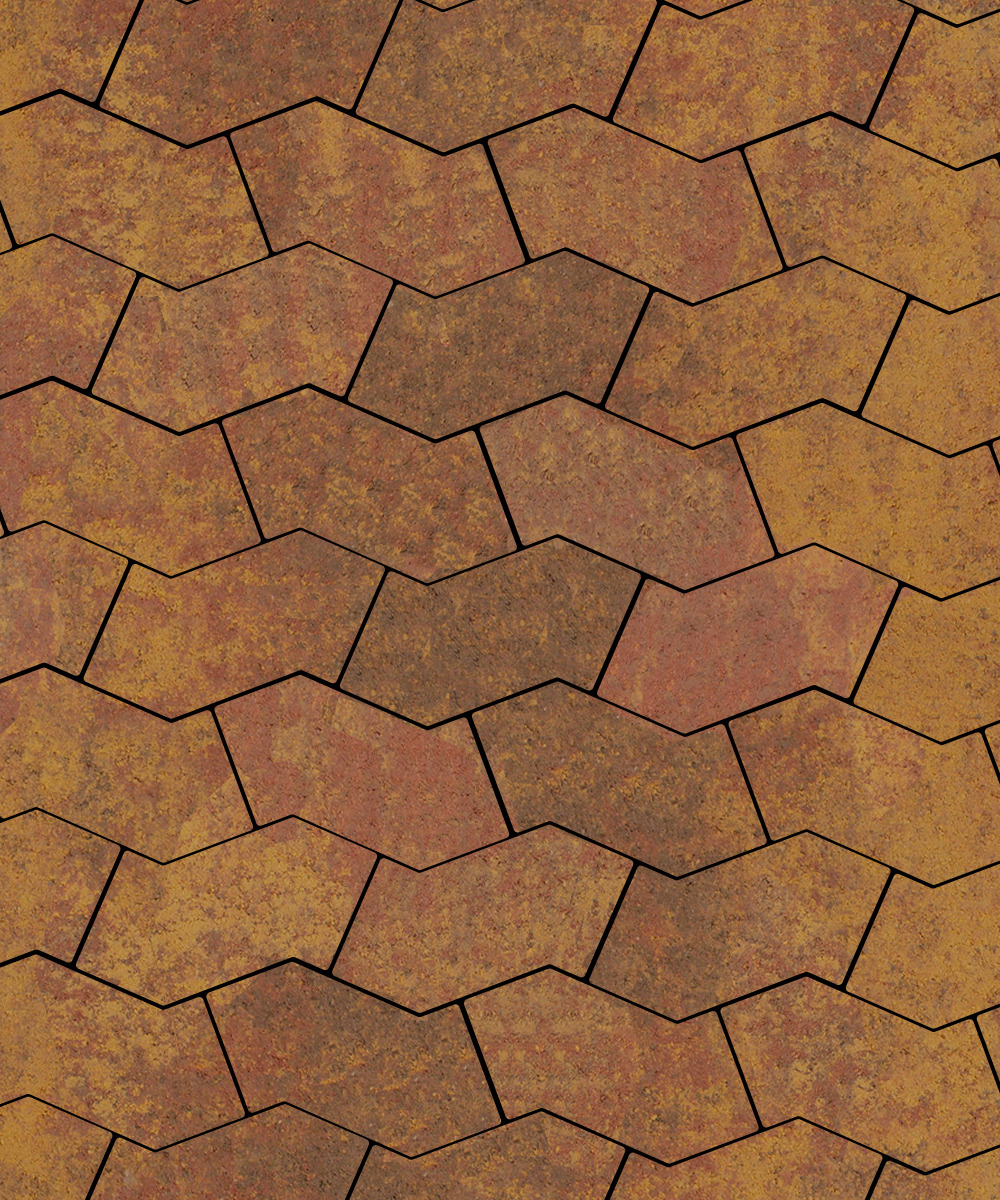 Тротуарная плитка S-форма Листопад гладкий Осень  100  172x94