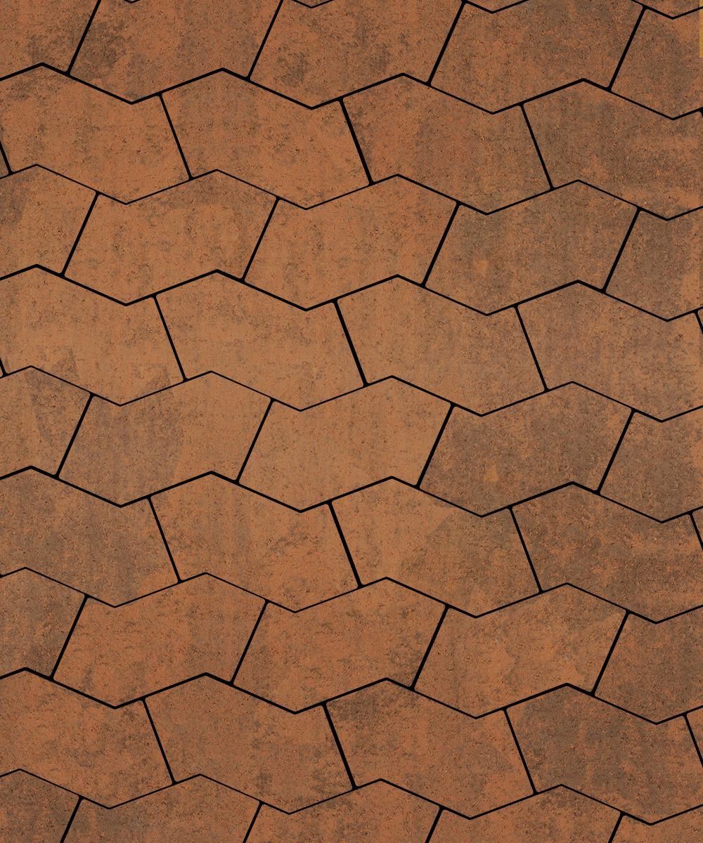 Тротуарная плитка S-форма Листопад гладкий Сиена  100  172x94