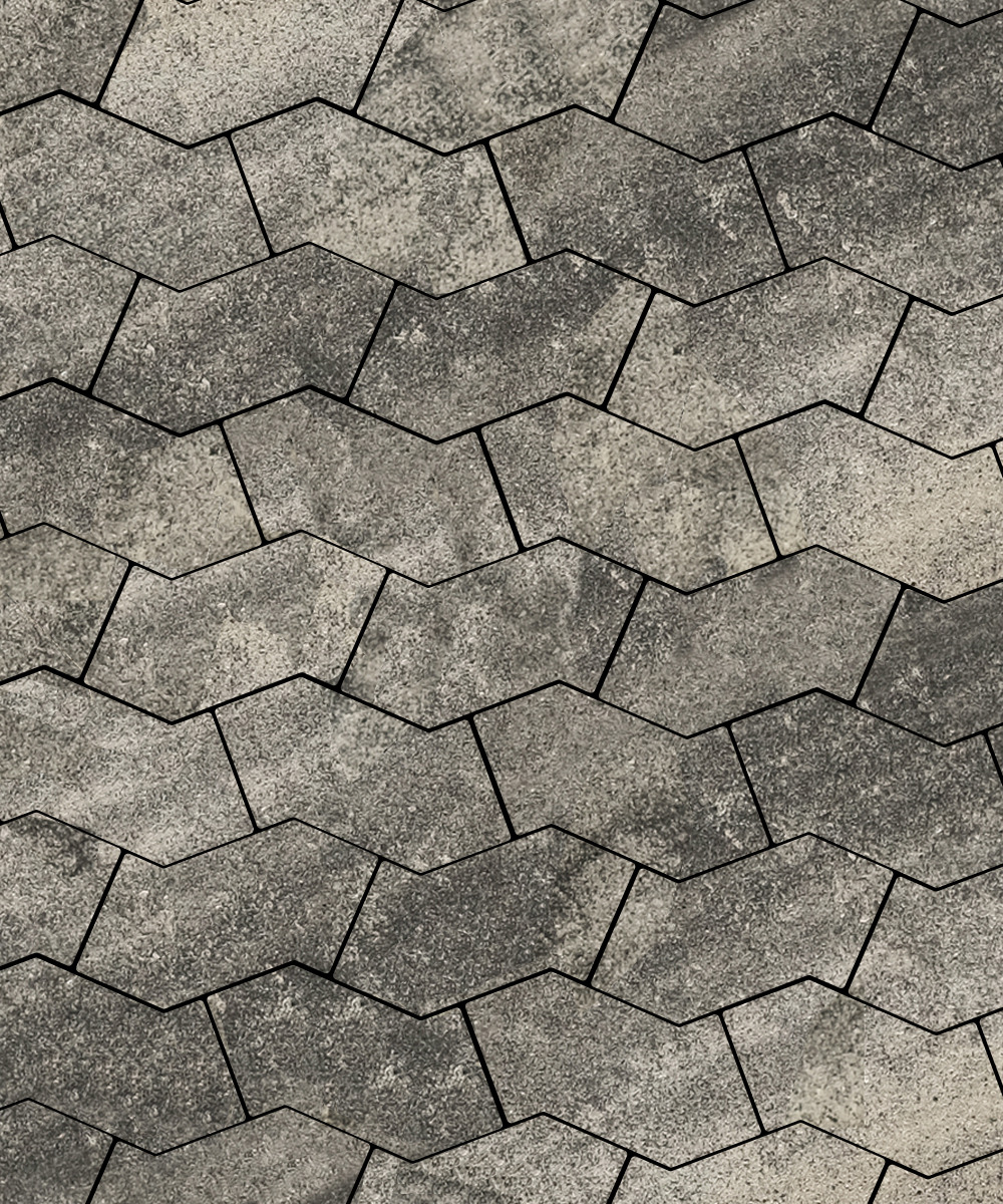 Тротуарная плитка S-форма Листопад гладкий Антрацит  100  172x94
