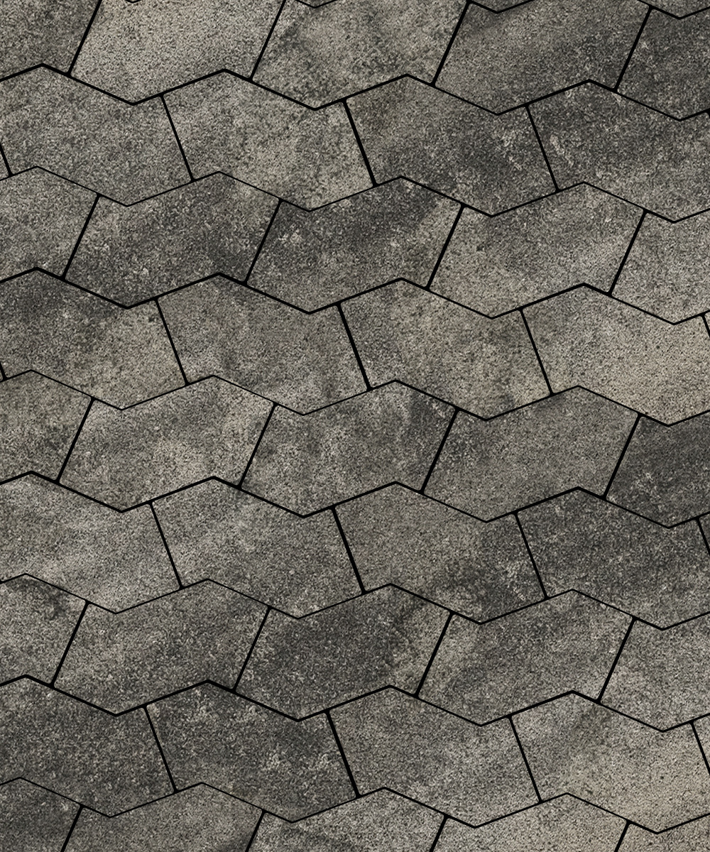 Тротуарная плитка S-форма Листопад гранит Антрацит  100  172x94