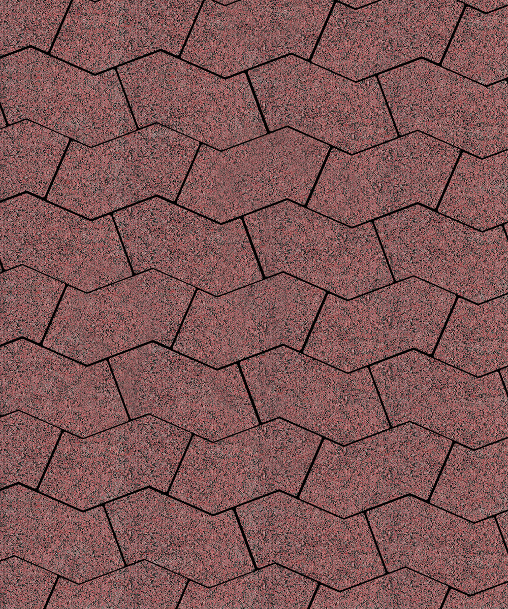Тротуарная плитка S-форма Стоунмикс Красный с черным  100  172x94