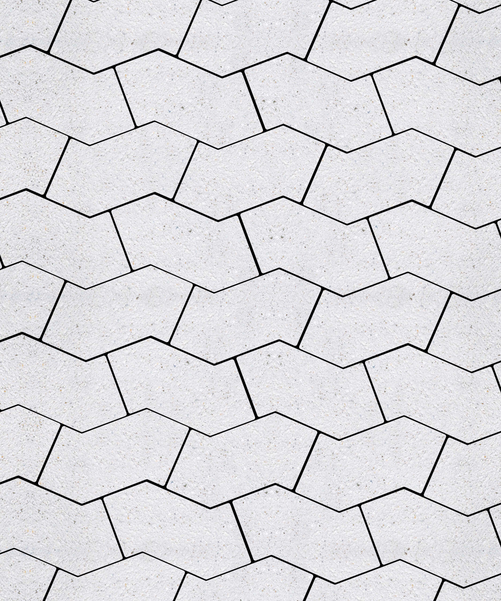 Тротуарная плитка S-форма Стоунмикс Белый  100  172x94