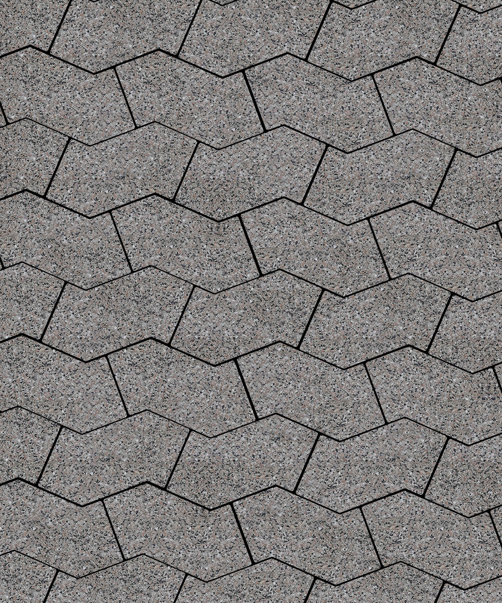 Тротуарная плитка S-форма Гранит Кремовый с черным  100  172x94