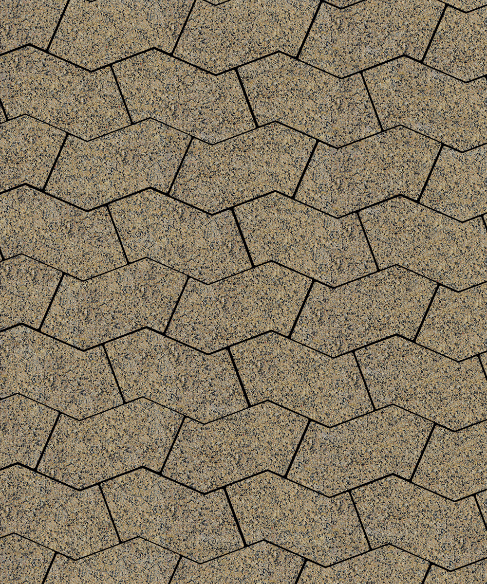 Тротуарная плитка S-форма Гранит Желтый с черным  100  172x94