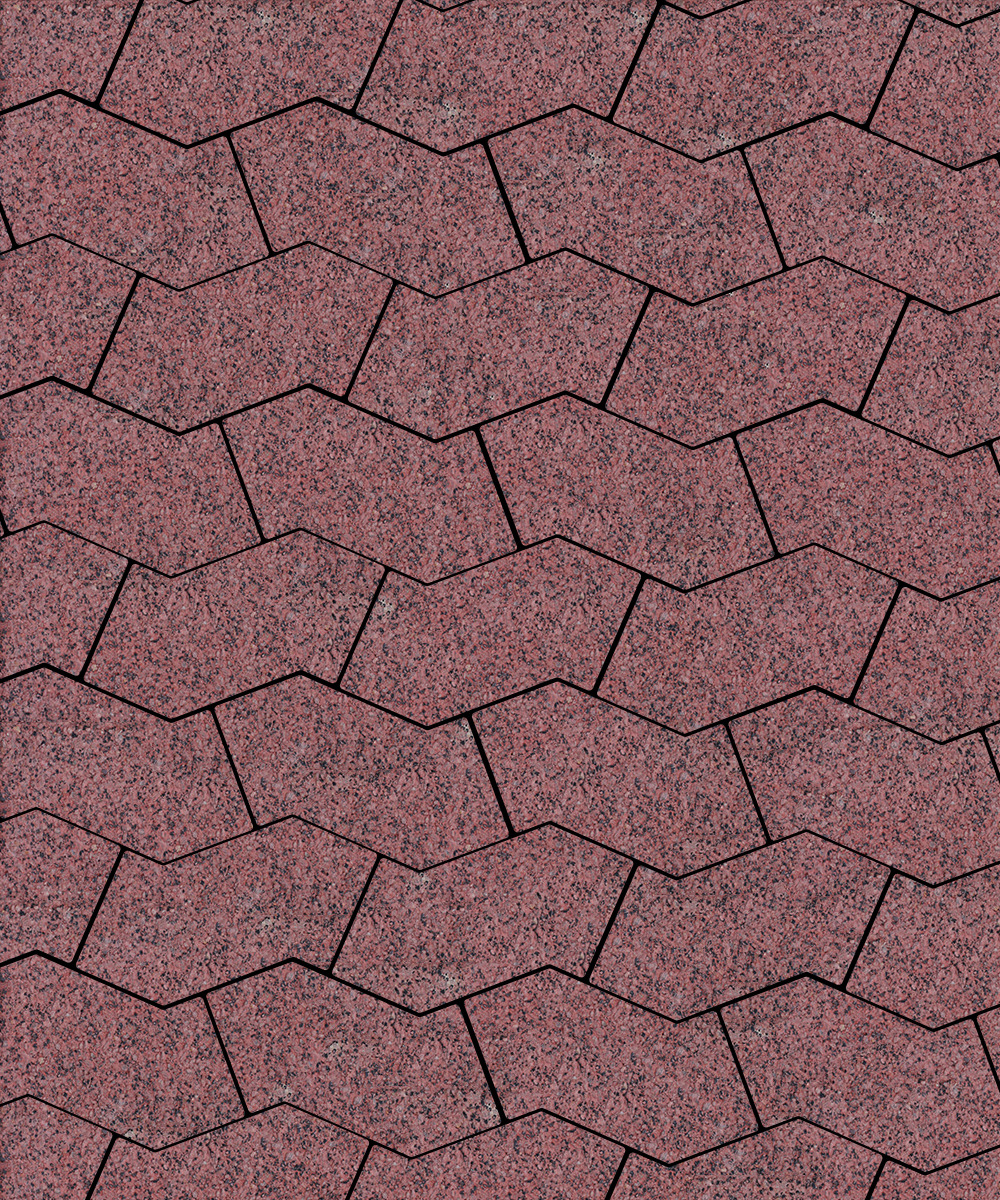 Тротуарная плитка S-форма Гранит Красный с черным  100  172x94