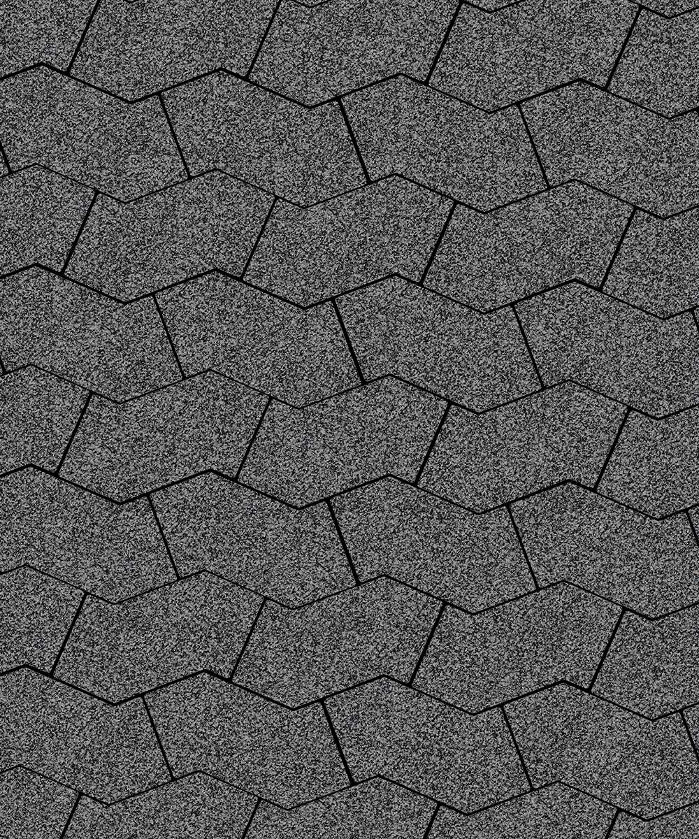 Тротуарная плитка S-форма Гранит Серый с черным  100  172x94