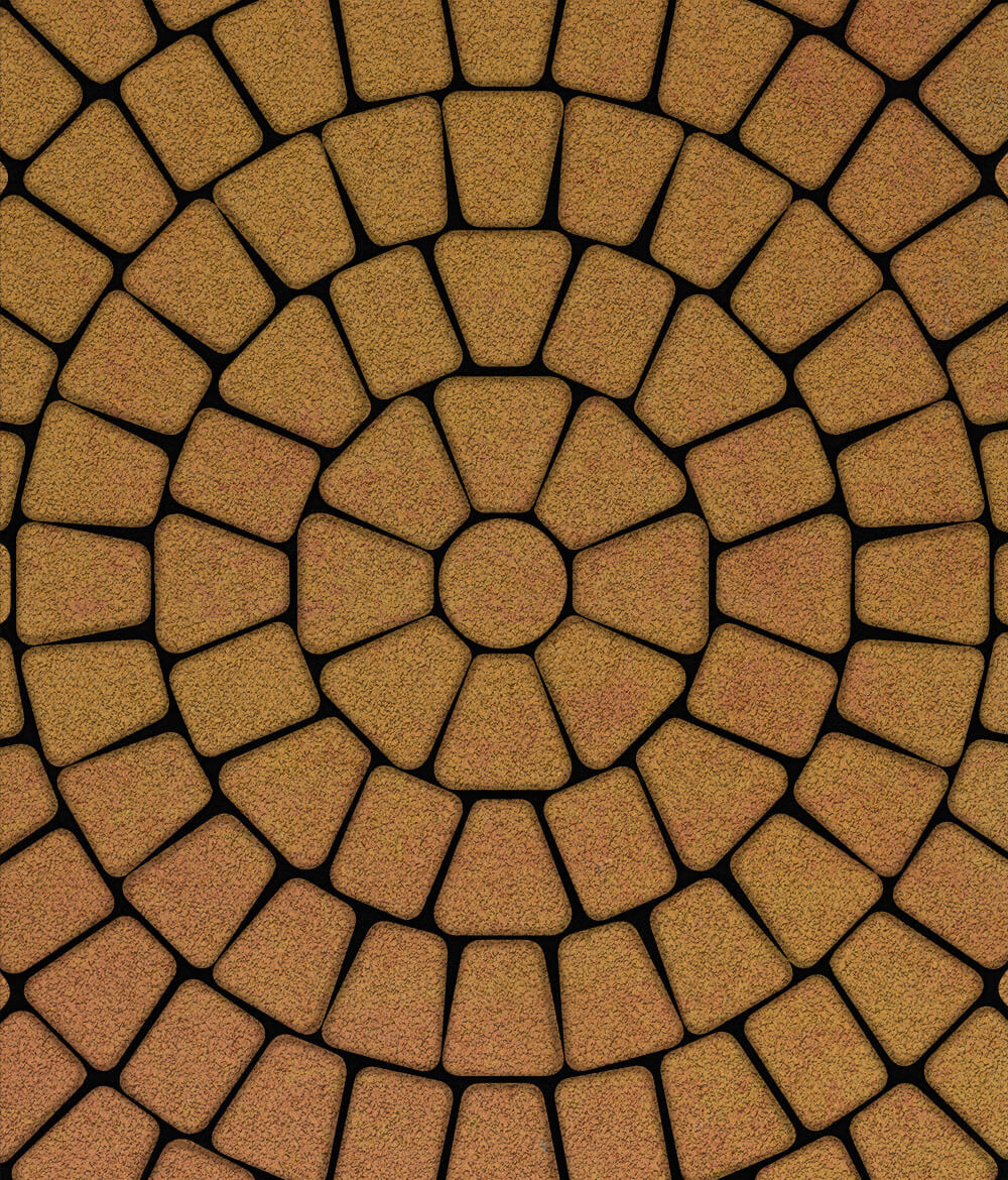 Тротуарная плитка Классико круговая круговая из 3 плит Листопад гранит Сахара 60
