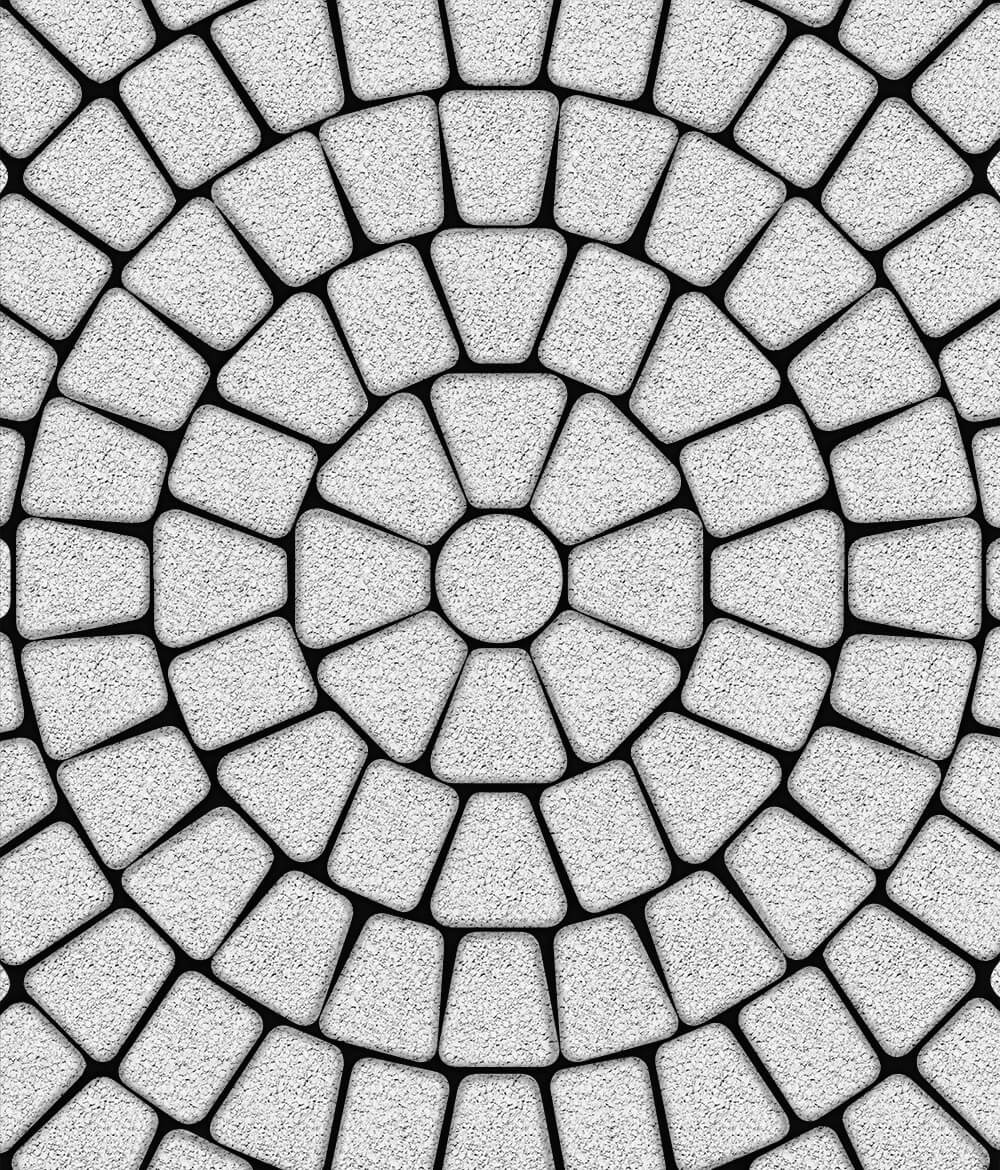 Тротуарная плитка Классико круговая круговая из 3 плит Гранит Белый 60