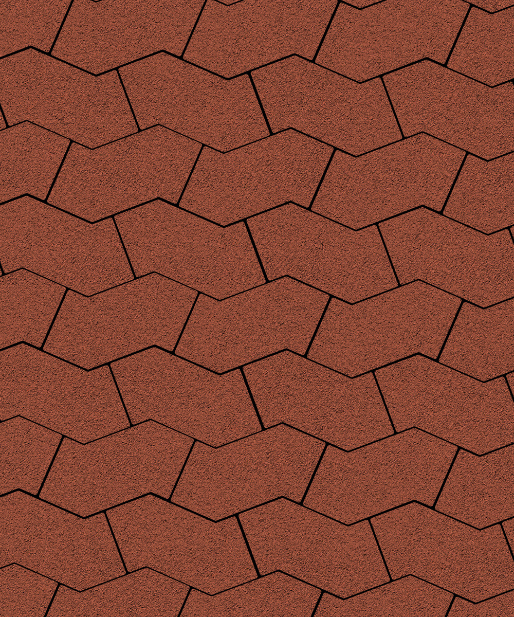 Тротуарная плитка S-форма Гранит Красный  100  172x94